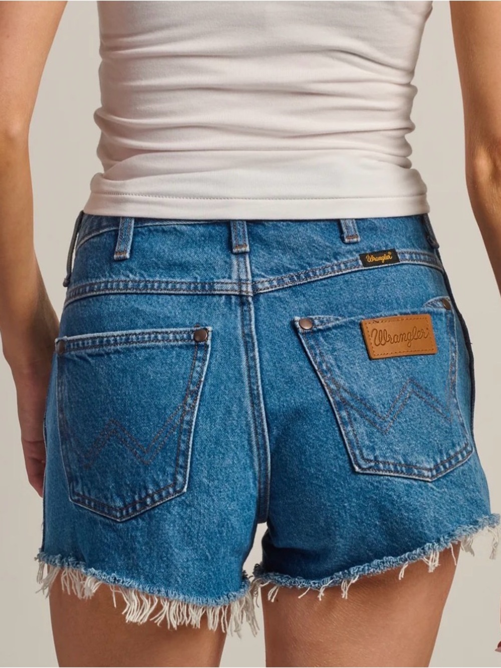 Wrangler Blue Distressed Frayed-Hem Jean Shorts